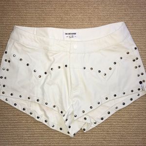 One Teaspoon White Leather Shorts